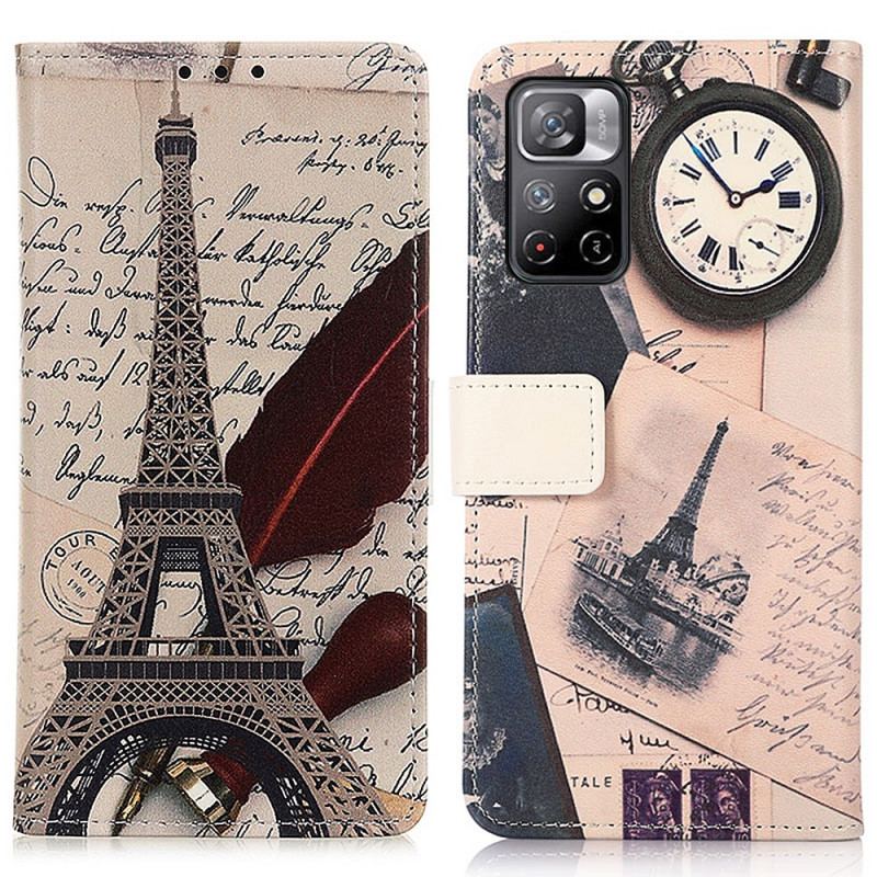 Capa Flip Para Poco M4 Pro 5G Torre Eiffel Do Poeta