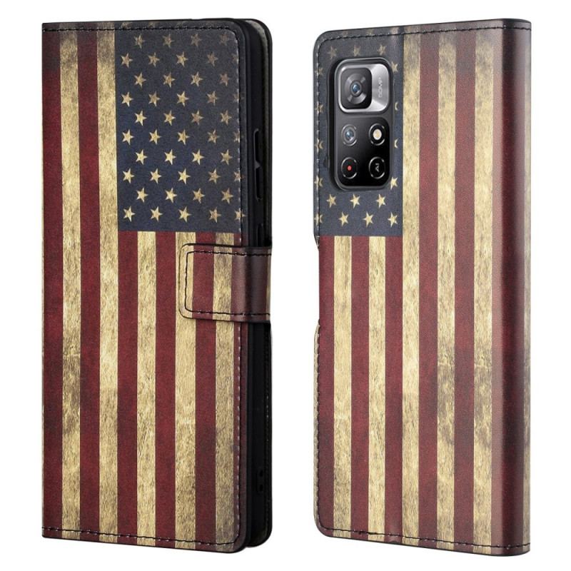 Capa Folio Para Poco M4 Pro 5G Bandeira Americana