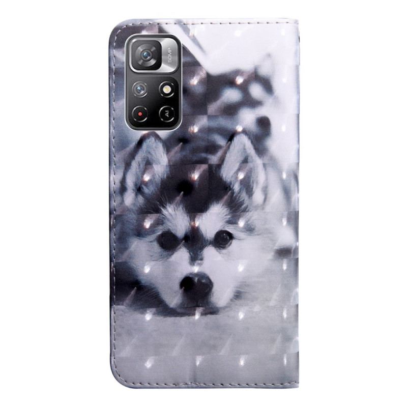 Capa Folio Para Poco M4 Pro 5G Cachorro Preto E Branco