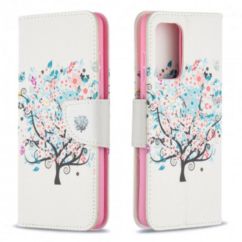 Capa De Couro Para Samsung Galaxy A52 4G / A52 5G / A52s 5G Árvore Florida
