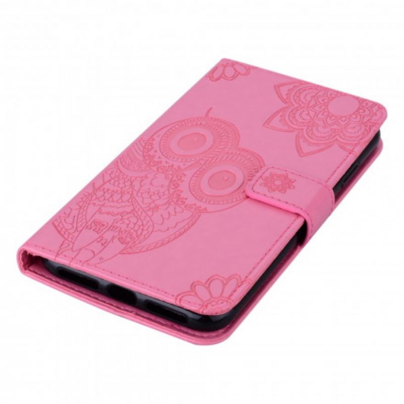 Capa De Couro Para Samsung Galaxy A52 4G / A52 5G / A52s 5G Coruja Mandala E Cordão