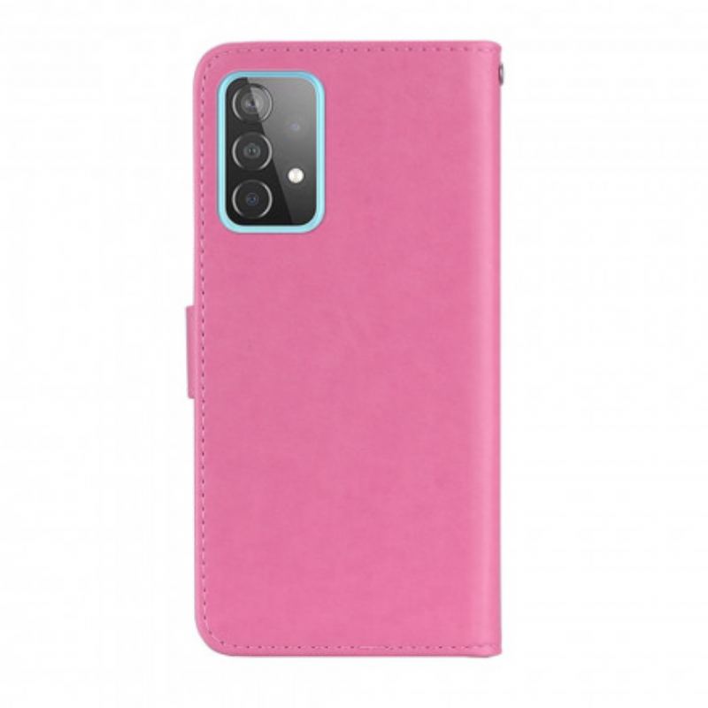 Capa De Couro Para Samsung Galaxy A52 4G / A52 5G / A52s 5G Coruja Mandala E Cordão