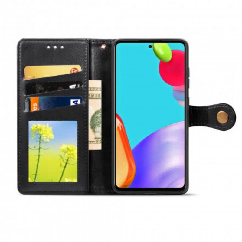 Capa De Couro Para Samsung Galaxy A52 4G / A52 5G / A52s 5G Couro Falso E Fecho Vintage