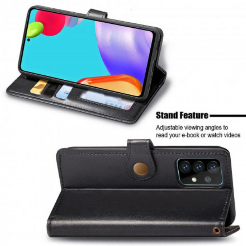 Capa De Couro Para Samsung Galaxy A52 4G / A52 5G / A52s 5G Couro Falso E Fecho Vintage