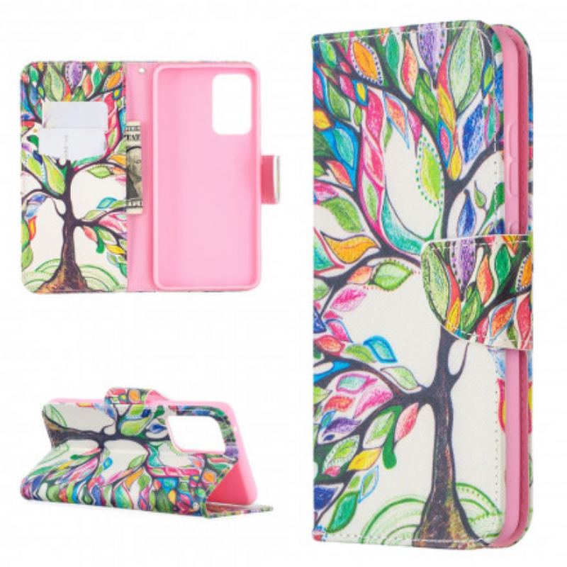 Capa Em Pele Para Samsung Galaxy A52 4G / A52 5G / A52s 5G Árvore Colorida
