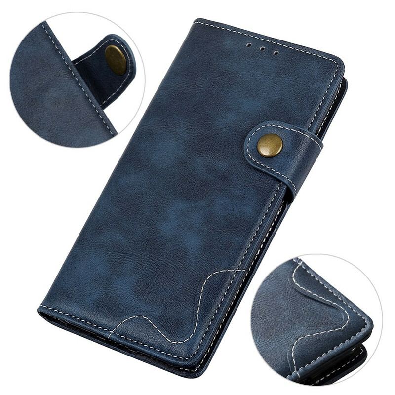 Capa Flip Para Samsung Galaxy A52 4G / A52 5G / A52s 5G Botão Artístico E Costuras