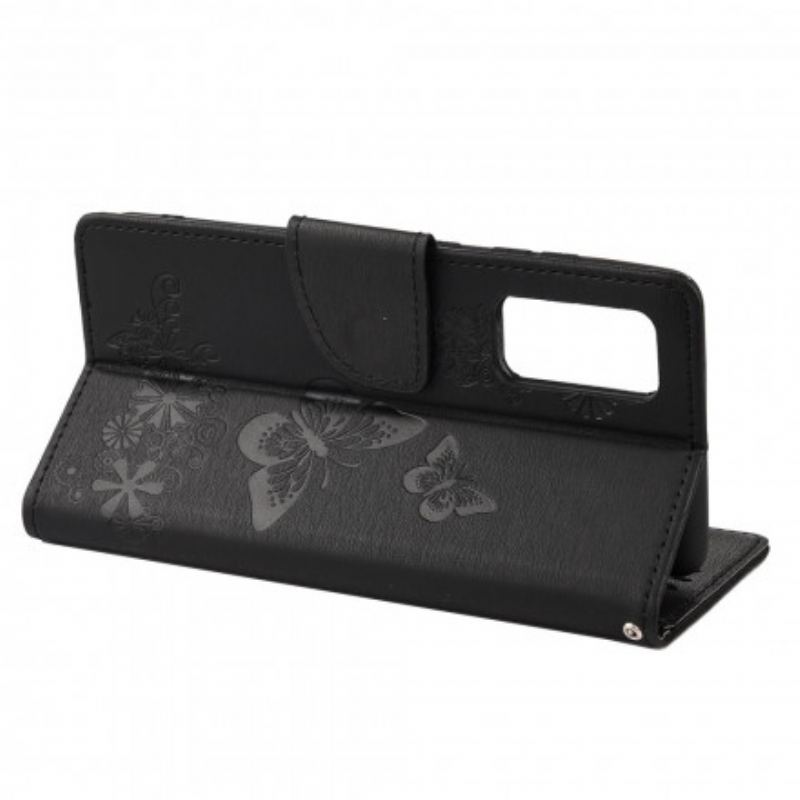 Capa Folio Para Samsung Galaxy A52 4G / A52 5G / A52s 5G De Cordão Borboletas Esplêndidas