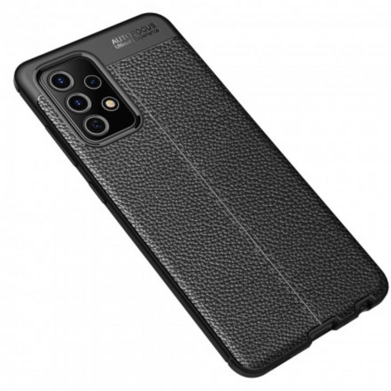 Capa Para Samsung Galaxy A52 4G / A52 5G / A52s 5G Linha Dupla Efeito Couro Litchi