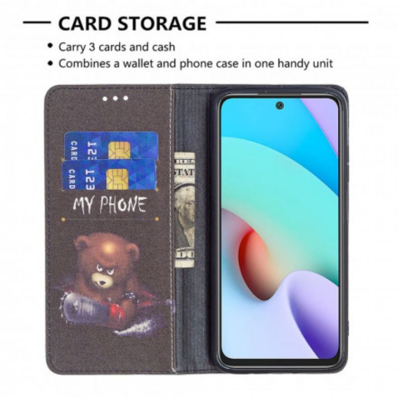 Capa De Celular Para Xiaomi Redmi 10 Flip Urso Perigoso
