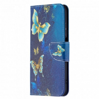 Capa De Couro Para Xiaomi Redmi 10 Borboletas Incríveis