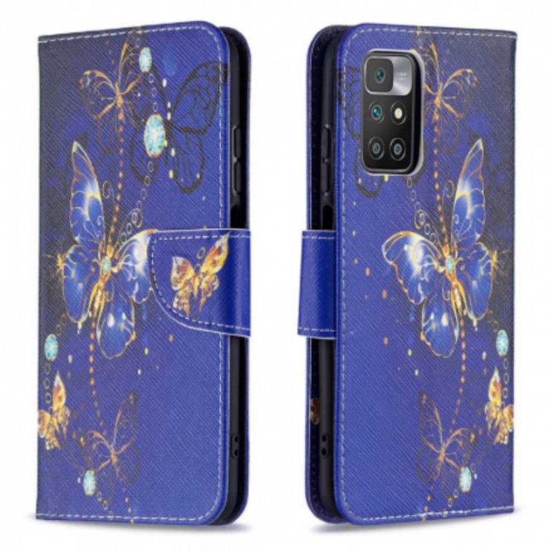 Capa De Couro Para Xiaomi Redmi 10 Borboletas Incríveis