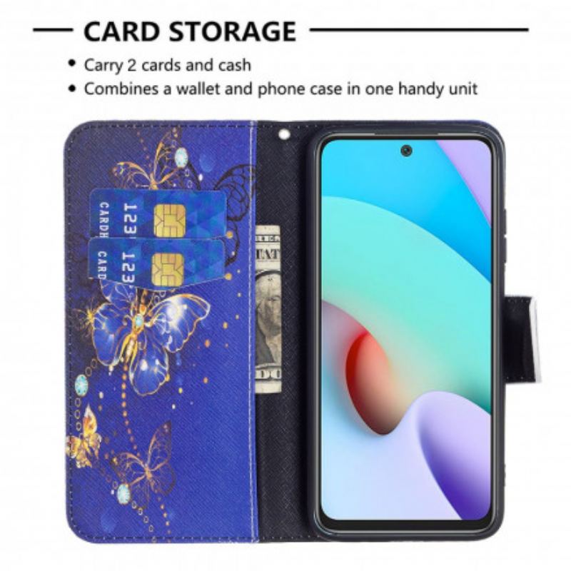 Capa De Couro Para Xiaomi Redmi 10 Borboletas Incríveis