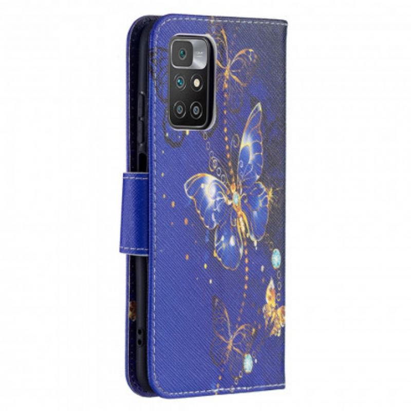 Capa De Couro Para Xiaomi Redmi 10 Borboletas Incríveis