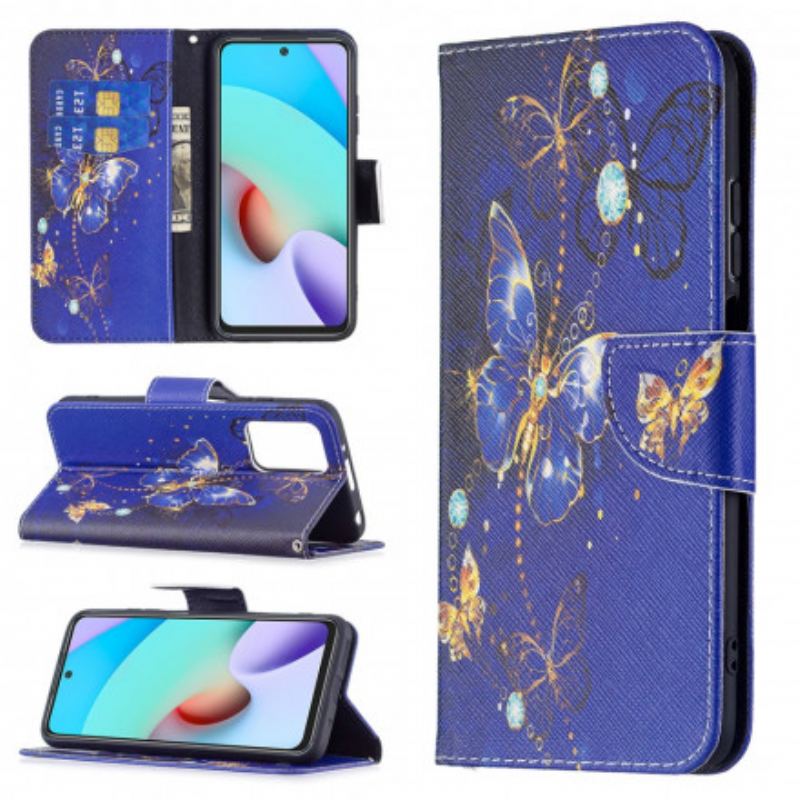Capa De Couro Para Xiaomi Redmi 10 Borboletas Incríveis