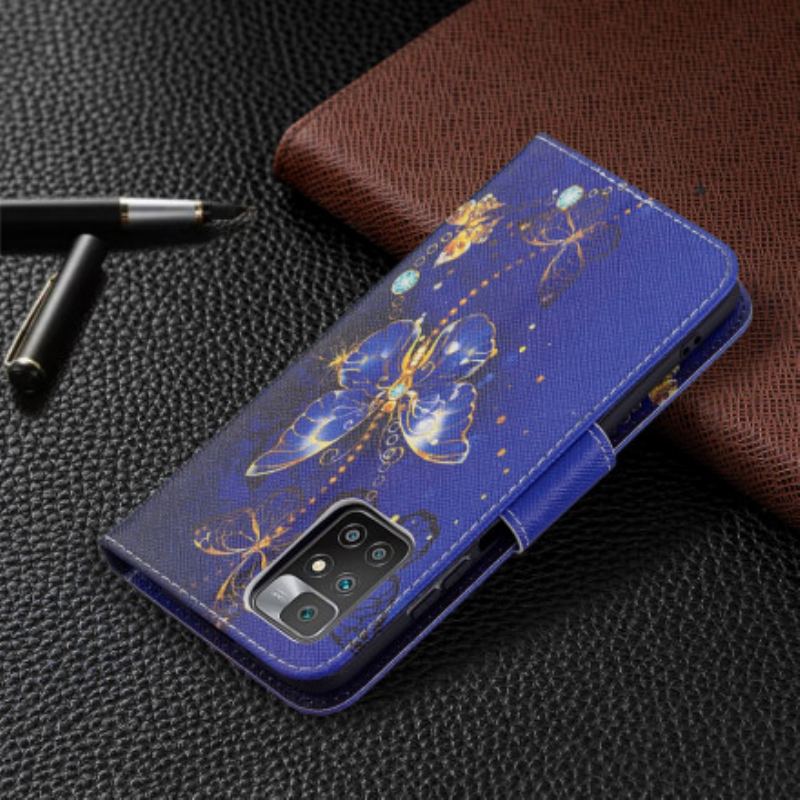 Capa De Couro Para Xiaomi Redmi 10 Borboletas Incríveis