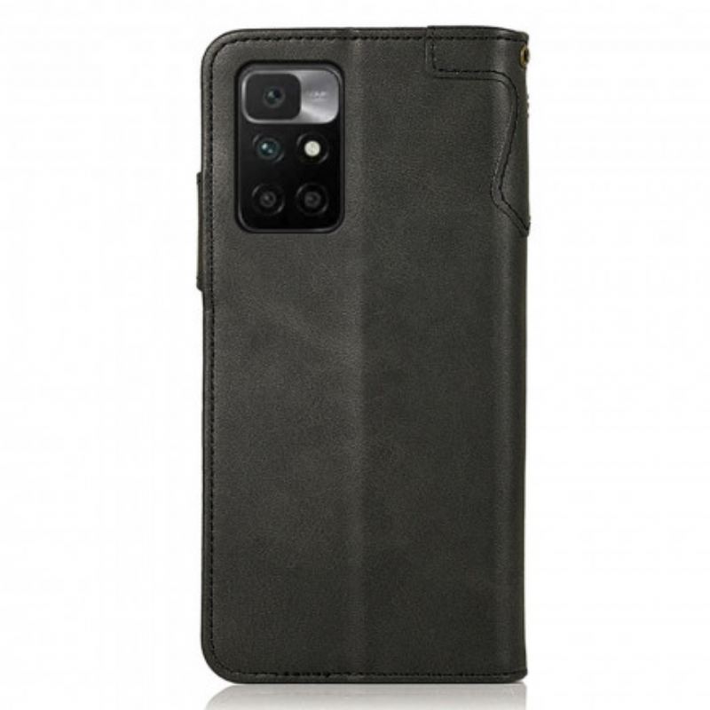Capa De Couro Para Xiaomi Redmi 10 Botão Magnético Khazneh