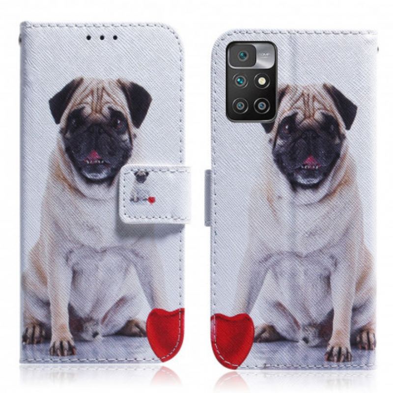 Capa De Couro Para Xiaomi Redmi 10 Cachorro Pug