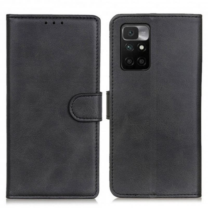 Capa De Couro Para Xiaomi Redmi 10 Efeito De Couro Fosco Retrô