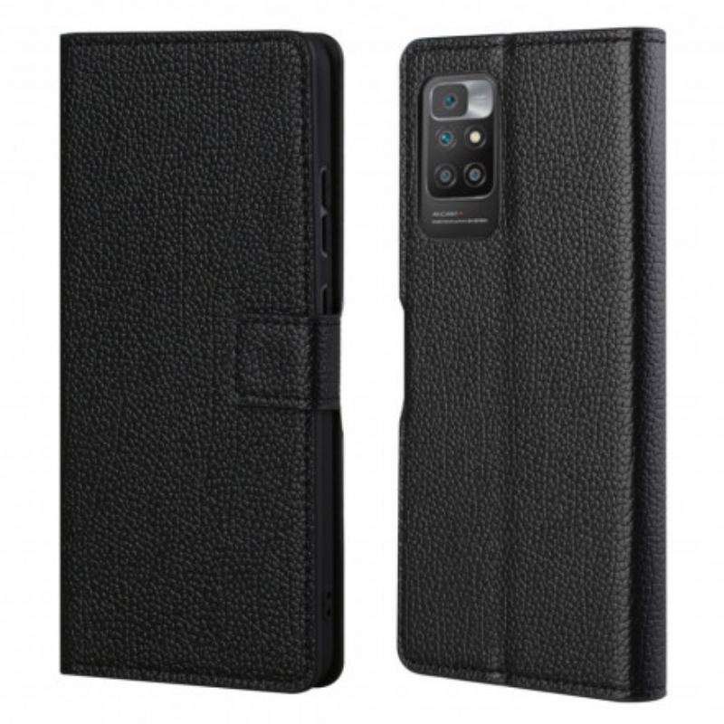 Capa De Couro Para Xiaomi Redmi 10 Efeito De Couro Granulado De Lichia