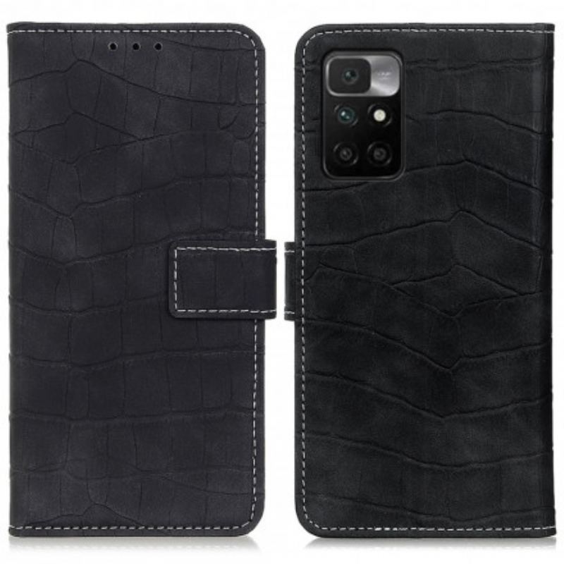 Capa De Couro Para Xiaomi Redmi 10 Estilo De Pele De Crocodilo Vintage