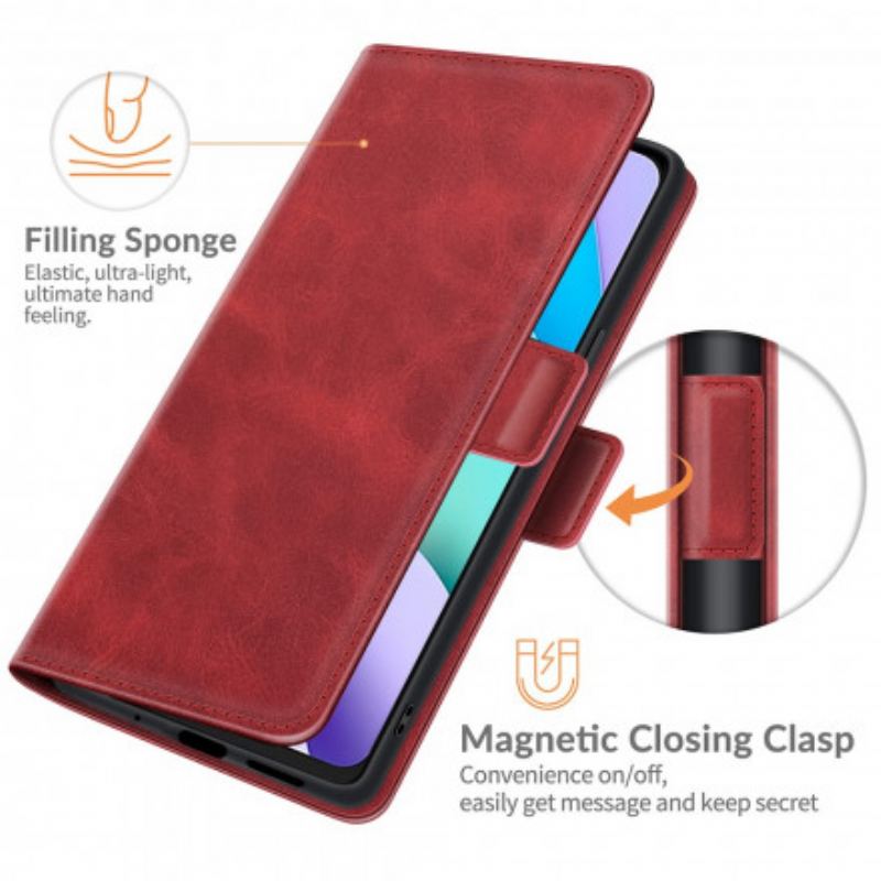 Capa De Couro Para Xiaomi Redmi 10 Flip Aba Dupla Clássica