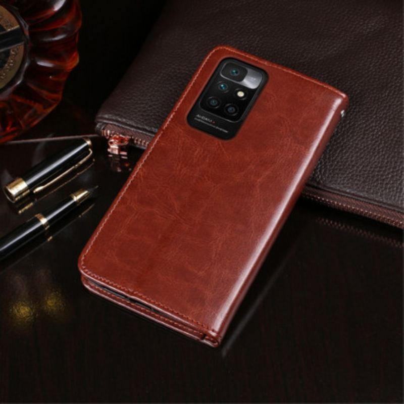 Capa De Couro Para Xiaomi Redmi 10 Imitação De Couro Idewei
