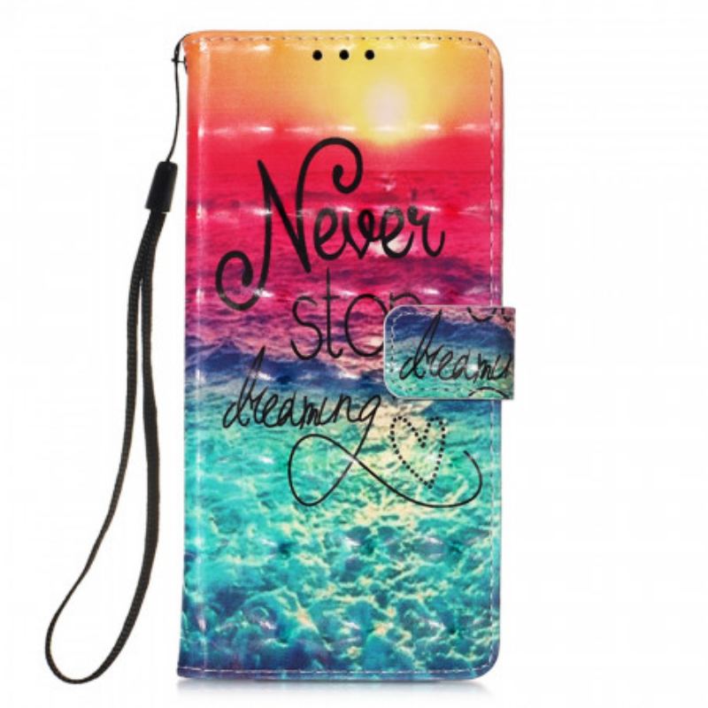 Capa De Couro Para Xiaomi Redmi 10 Nunca Pare De Sonhar
