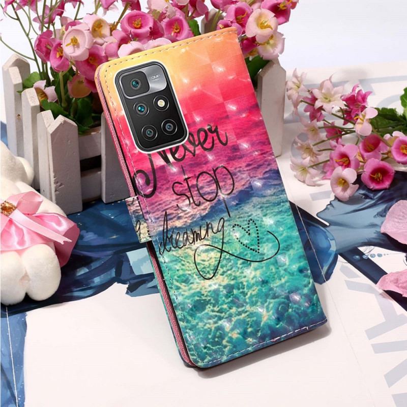 Capa De Couro Para Xiaomi Redmi 10 Nunca Pare De Sonhar