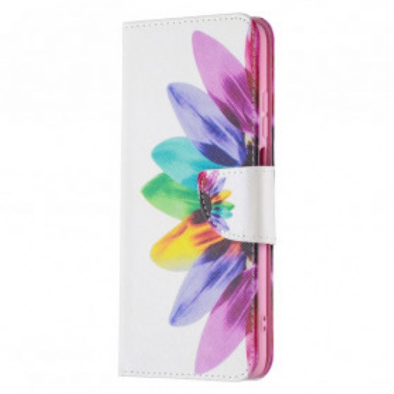 Capa Em Pele Para Xiaomi Redmi 10 Flor Aquarela