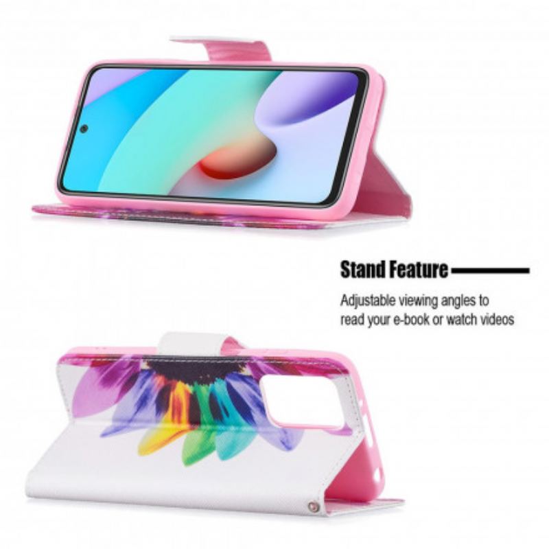 Capa Em Pele Para Xiaomi Redmi 10 Flor Aquarela