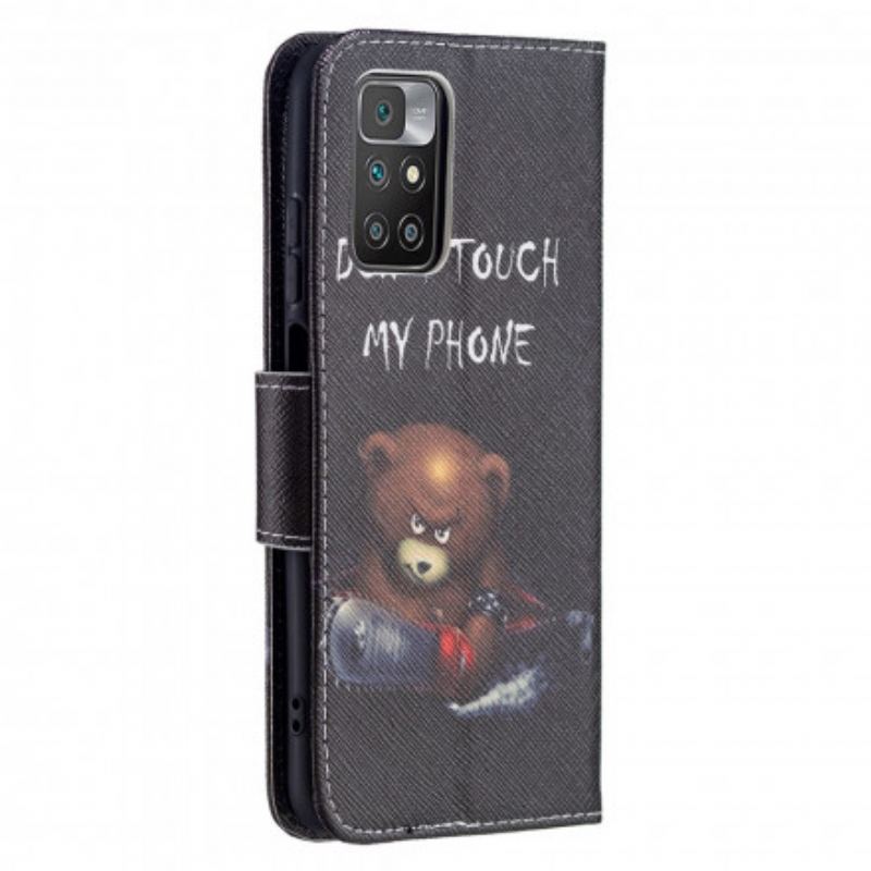 Capa Em Pele Para Xiaomi Redmi 10 Urso Perigoso