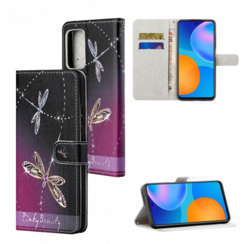 Capa Flip Para Xiaomi Redmi 10 De Cordão Libélulas Strappy