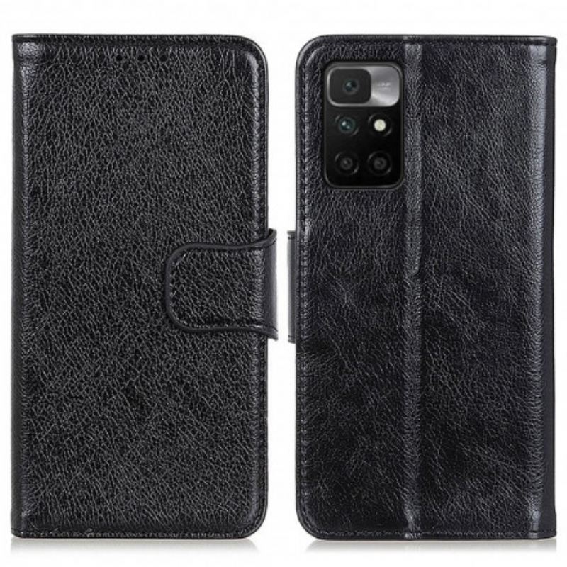 Capa Flip Para Xiaomi Redmi 10 Couro Napa Rachado