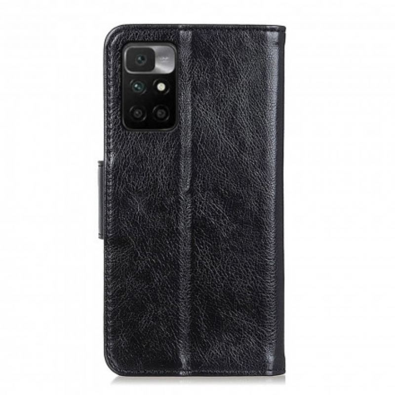 Capa Flip Para Xiaomi Redmi 10 Couro Napa Rachado