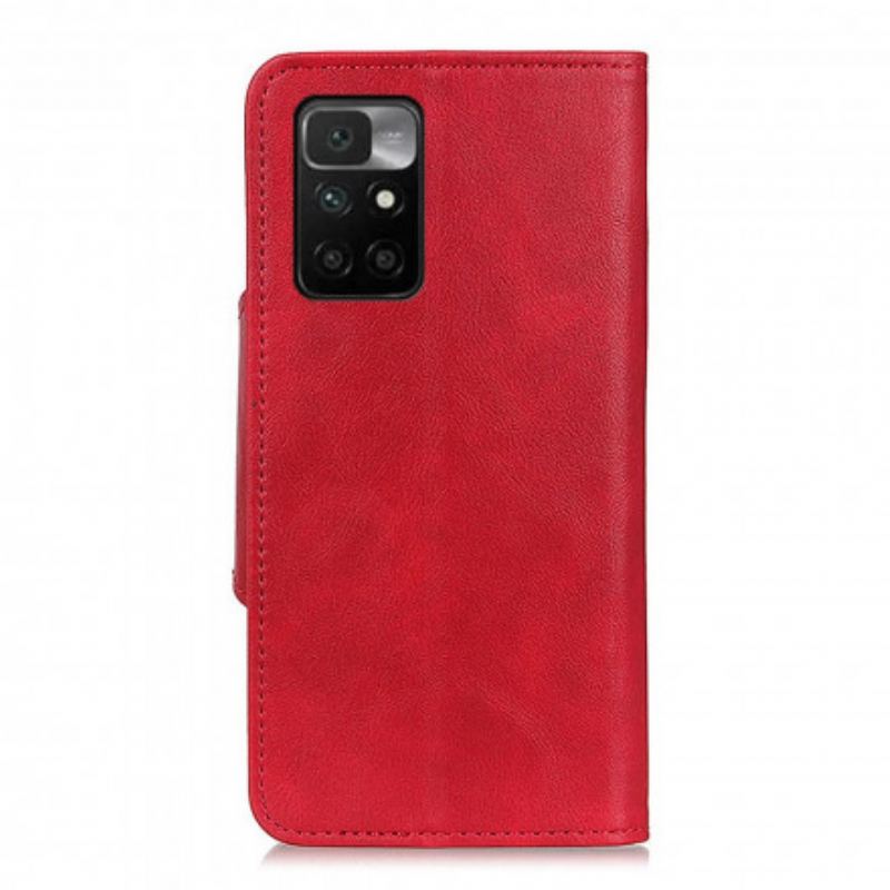 Capa Folio Para Xiaomi Redmi 10 Botão De Couro Falso