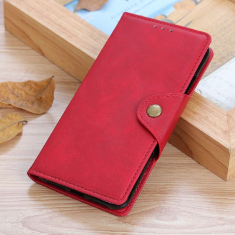 Capa Folio Para Xiaomi Redmi 10 Botão De Couro Falso