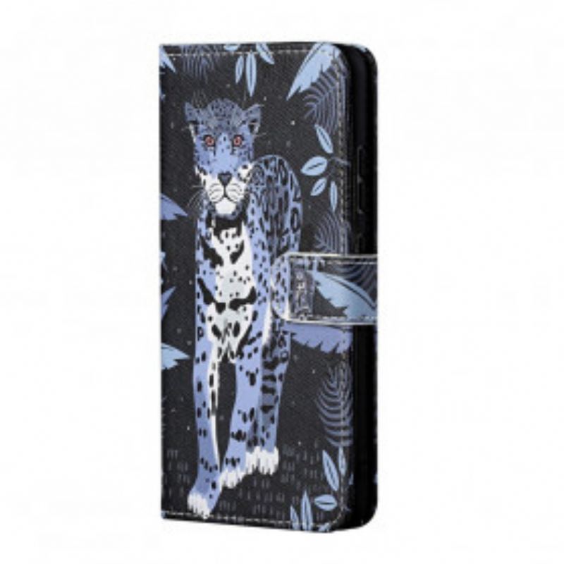 Capa Folio Para Xiaomi Redmi 10 De Cordão Leopardo Strappy