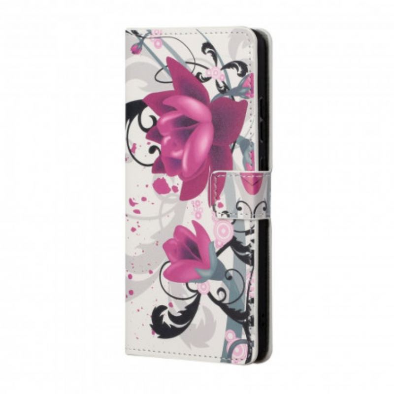 Capa Folio Para Xiaomi Redmi 10 Flores Tropicais