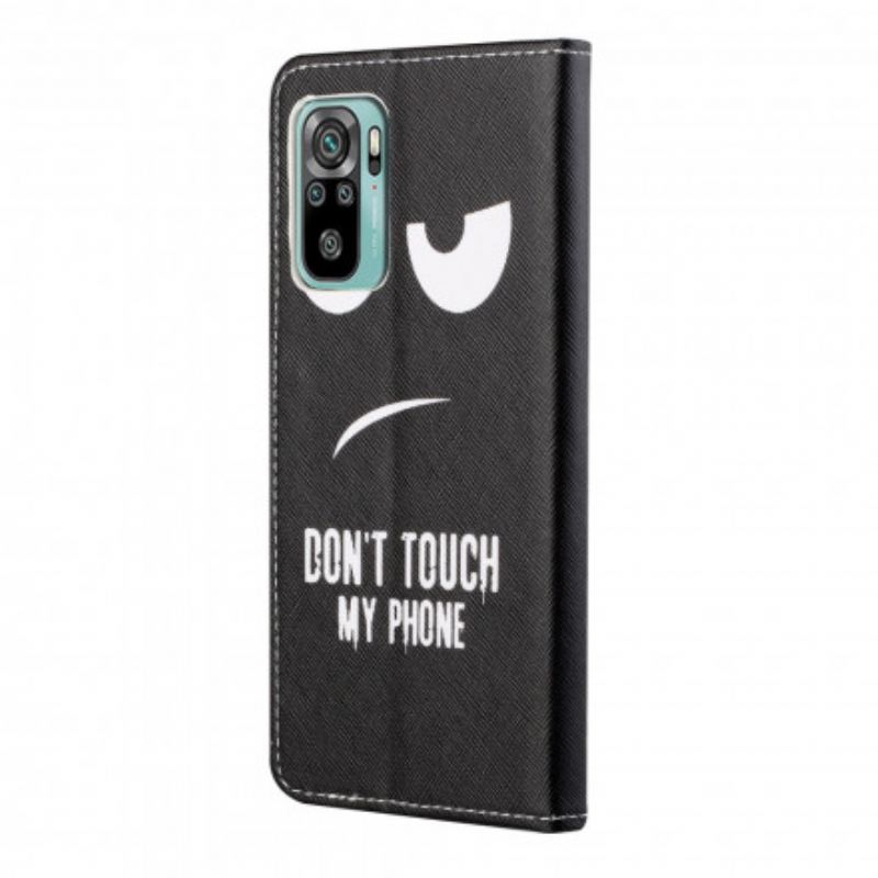 Capa Folio Para Xiaomi Redmi 10 Não Toque No Meu Telefone