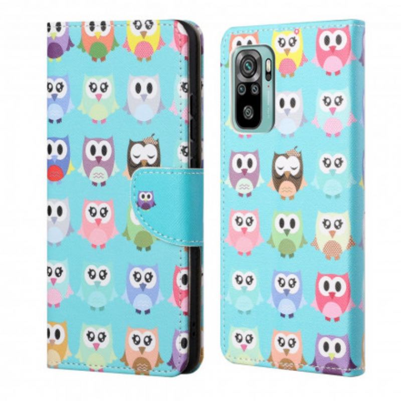 Capa Folio Para Xiaomi Redmi 10 Várias Corujas