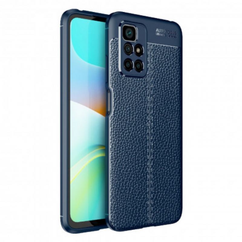 Capa Para Xiaomi Redmi 10 Linha Dupla Efeito Couro Litchi
