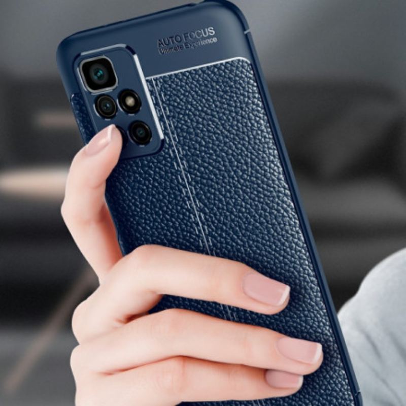 Capa Para Xiaomi Redmi 10 Linha Dupla Efeito Couro Litchi
