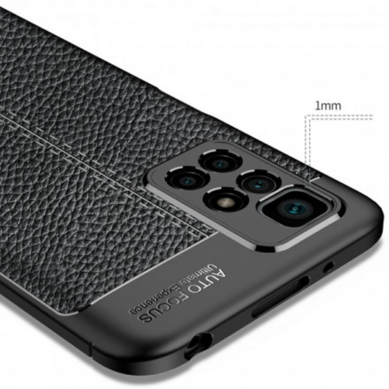 Capa Para Xiaomi Redmi 10 Linha Dupla Efeito Couro Litchi
