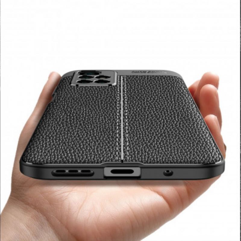 Capa Para Xiaomi Redmi 10 Linha Dupla Efeito Couro Litchi