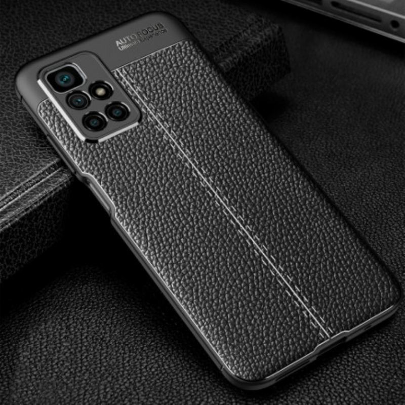 Capa Para Xiaomi Redmi 10 Linha Dupla Efeito Couro Litchi