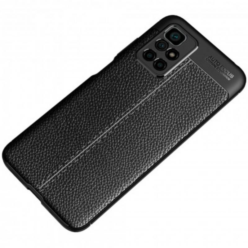 Capa Para Xiaomi Redmi 10 Linha Dupla Efeito Couro Litchi