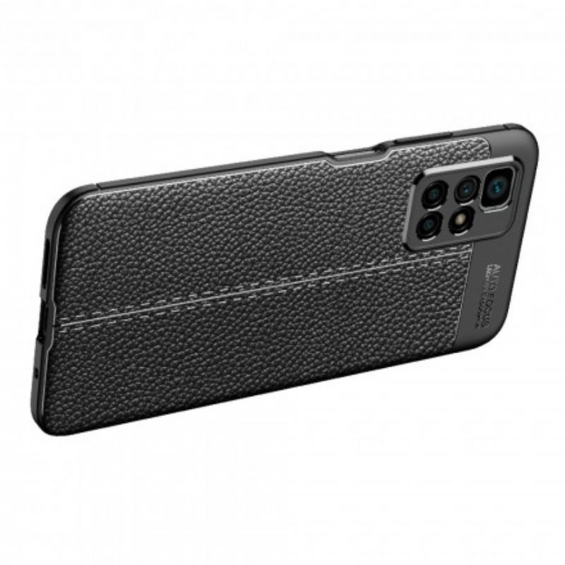 Capa Para Xiaomi Redmi 10 Linha Dupla Efeito Couro Litchi