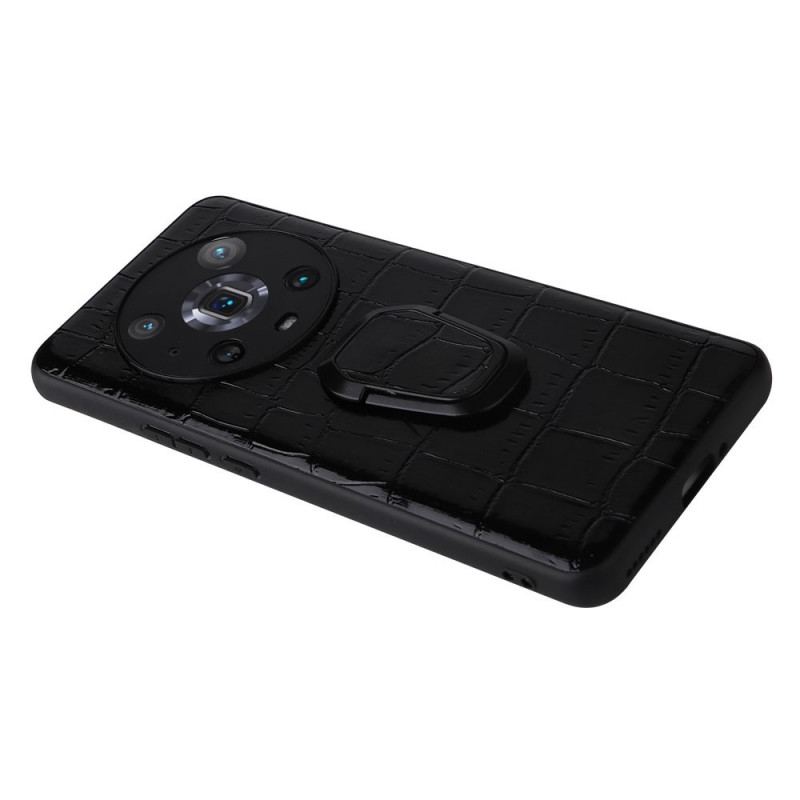 Capa Para Honor Magic 4 Pro Estilo Crocodilo Com Suporte De Anel