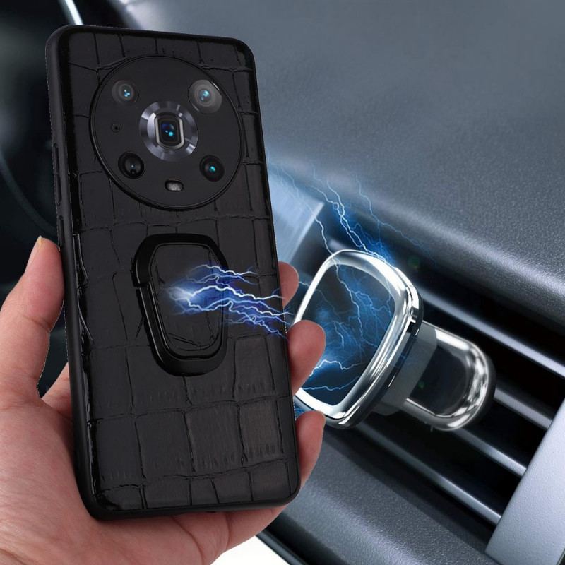 Capa Para Honor Magic 4 Pro Estilo Crocodilo Com Suporte De Anel