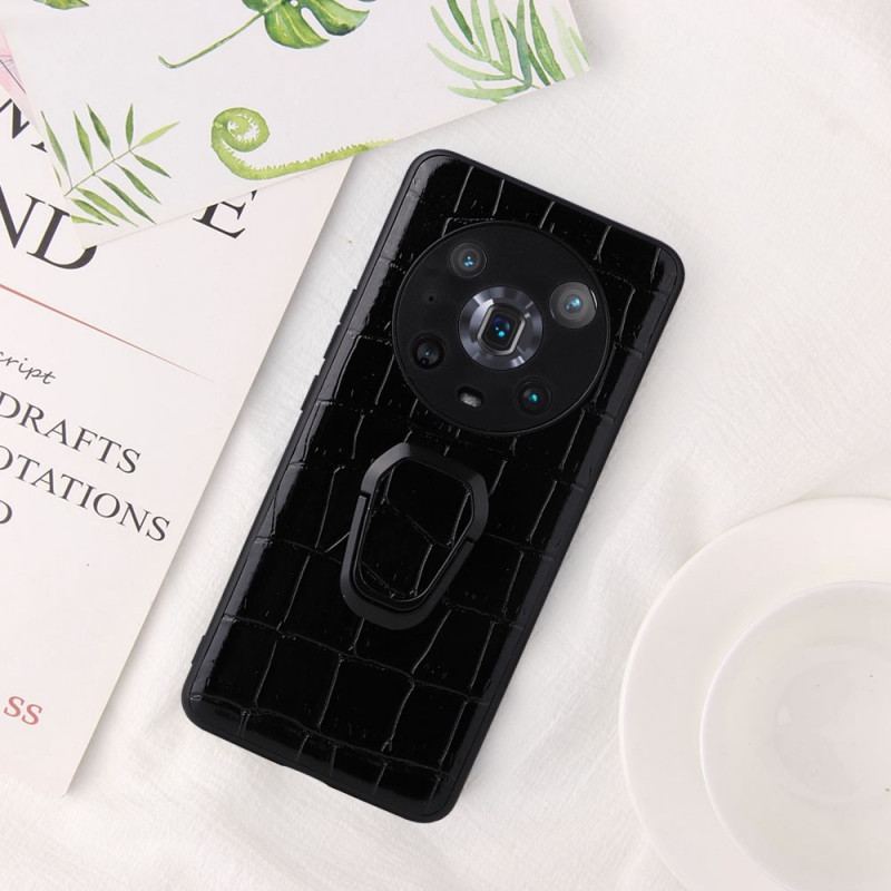 Capa Para Honor Magic 4 Pro Estilo Crocodilo Com Suporte De Anel